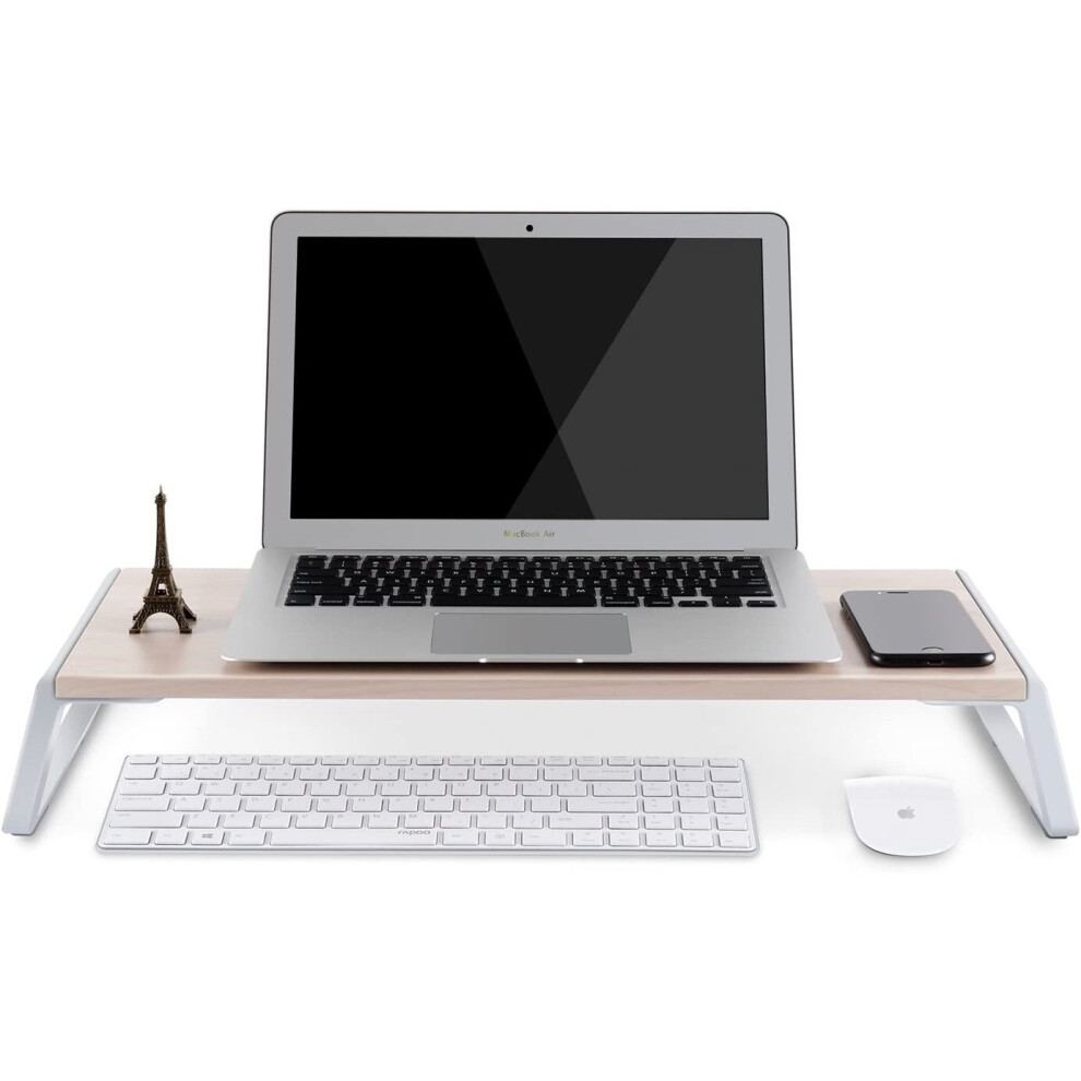 Thingyclub Monitor Stand Riser With Metal Feet For Computer Laptop Imac Tv Lcd Display Printer, Computer Monitor Riser With Desk Tabletop Organizer White 742920562243