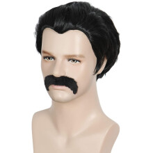 Linfairy Short 80's Costumes Pnsk Disco Dirt Bag Paruka & Moustache Halloween Cosplay Kostm Cern paruka