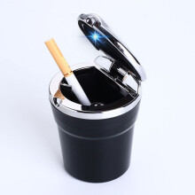 Car Auto Ashtray Blue LED Light Accessories Portable Stainless Black A