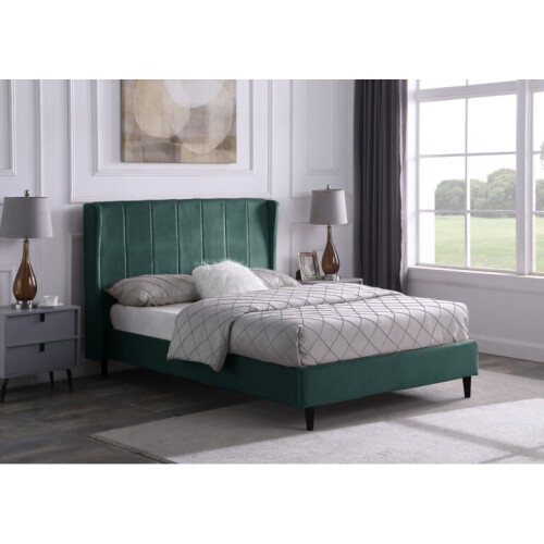 Amelia 4FT 6inch Double Green Velvet Fabric Bed Frame Only 2