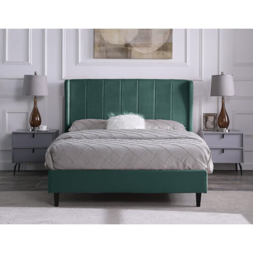 Amelia 4FT 6inch Double Green Velvet Fabric Bed Frame Only 1