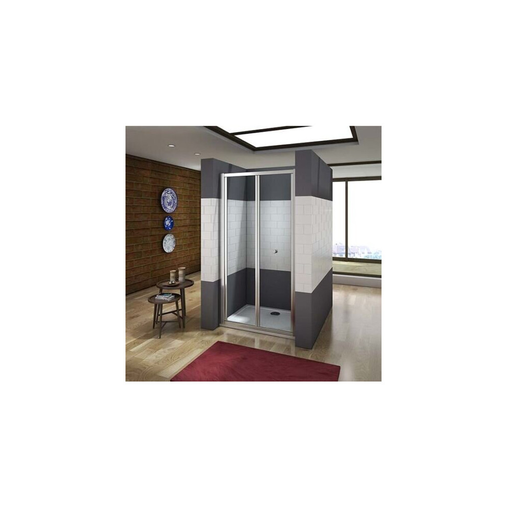 Bi fold Door Shower Enclosure 760X1850mm Walk In 5mm Safety Glass