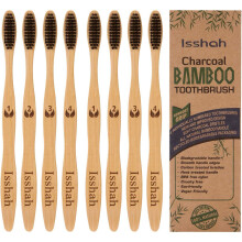 Isshah Biodegradable Eco-Friendly Natural Compostable Bamboo Toothbrush - Pack of 8