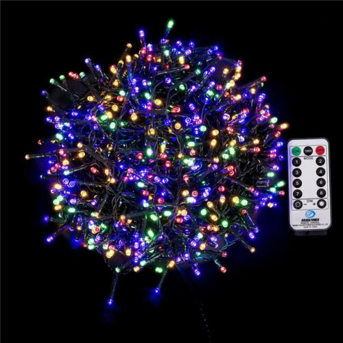 Vickerman X22G100 73 ft. 1000 Light LED 8 Function Cluster Set with Green Wire, Multi Color
