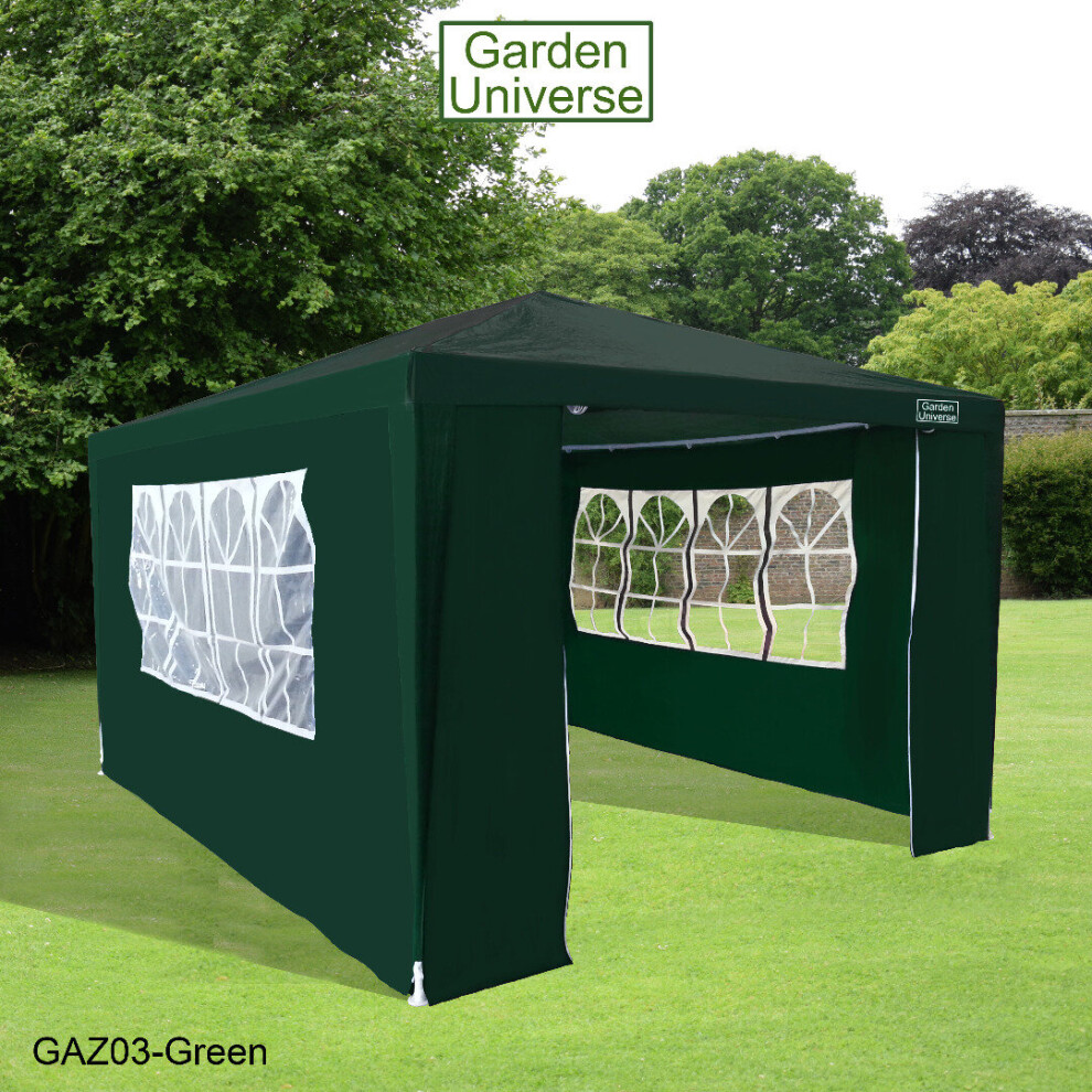 Gazebo 3 x 4m By Garden Universe Steel Frame Marquee Canopy Party Tent Green