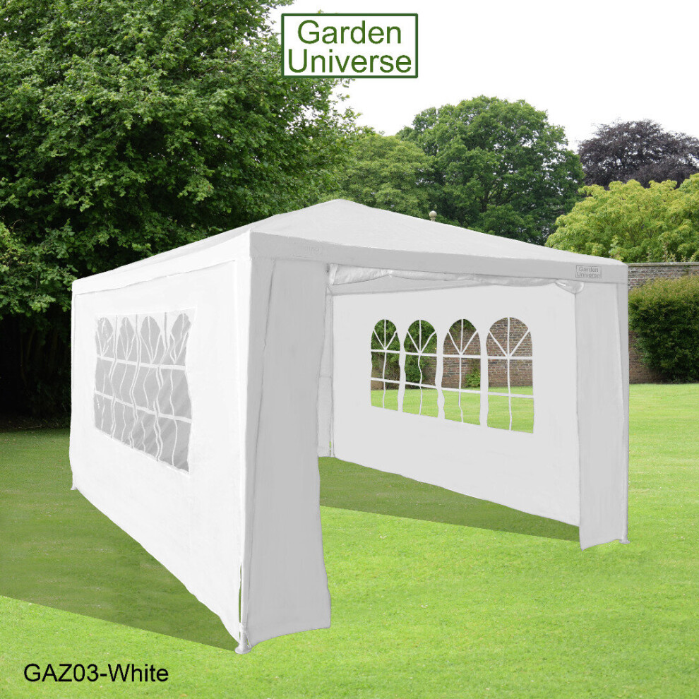 Gazebo 3 x 4m By Garden Universe Steel Frame Marquee Canopy Party Tent White