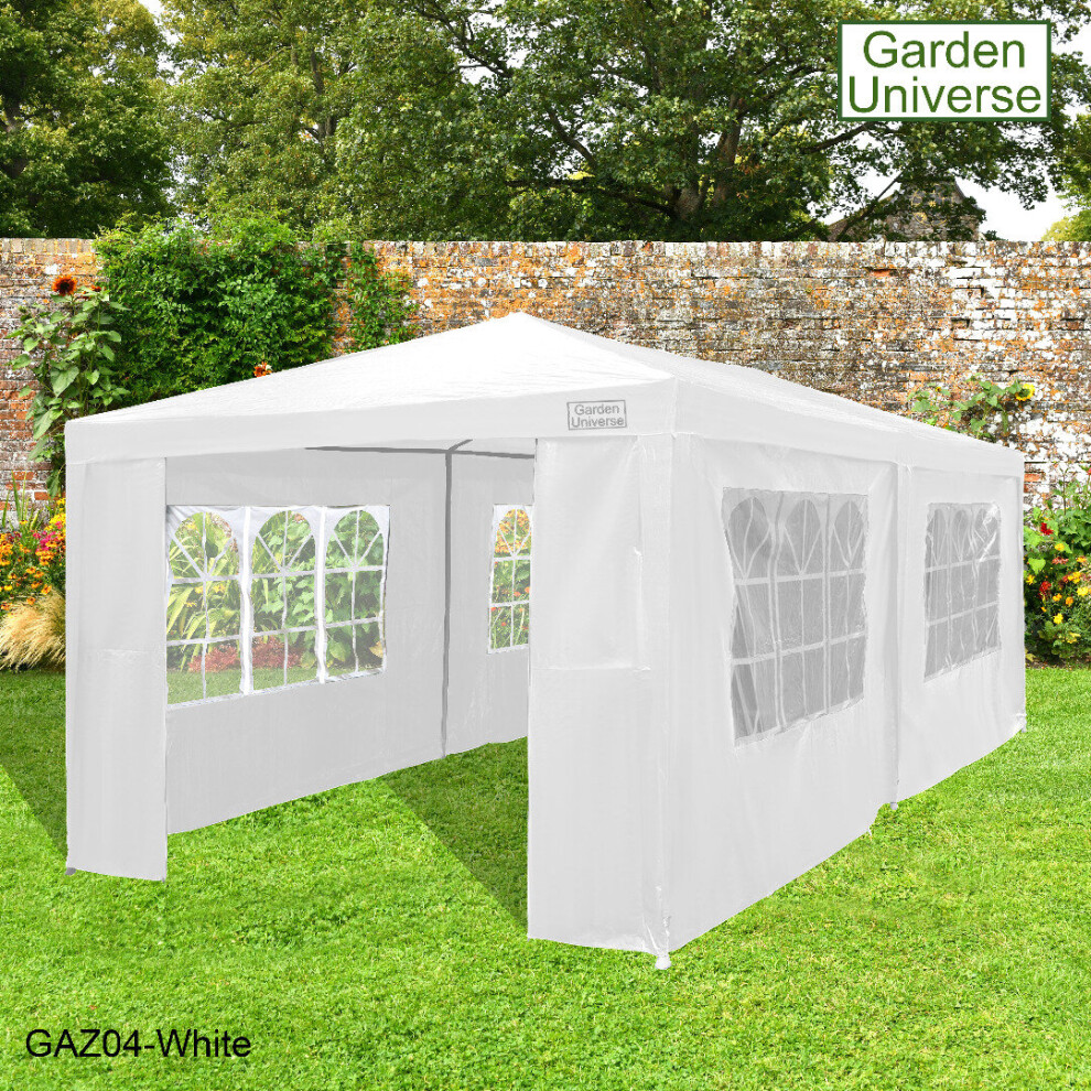 Gazebo 3 x 6m By Garden Universe Steel Frame XL Marquee Canopy Party Tent White