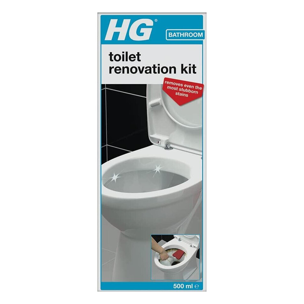 HG Toilet Renovation Kit, Effective Bathroom & WC Cleaner/Descaler, Cleans Toilet Bowl & Under Loo Rim, Limescale & Stain Remover (500ml/1 Pack