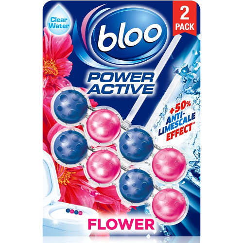 Bloo Power Active Toilet Rim Block, Fresh Flowers, 2 x 50g