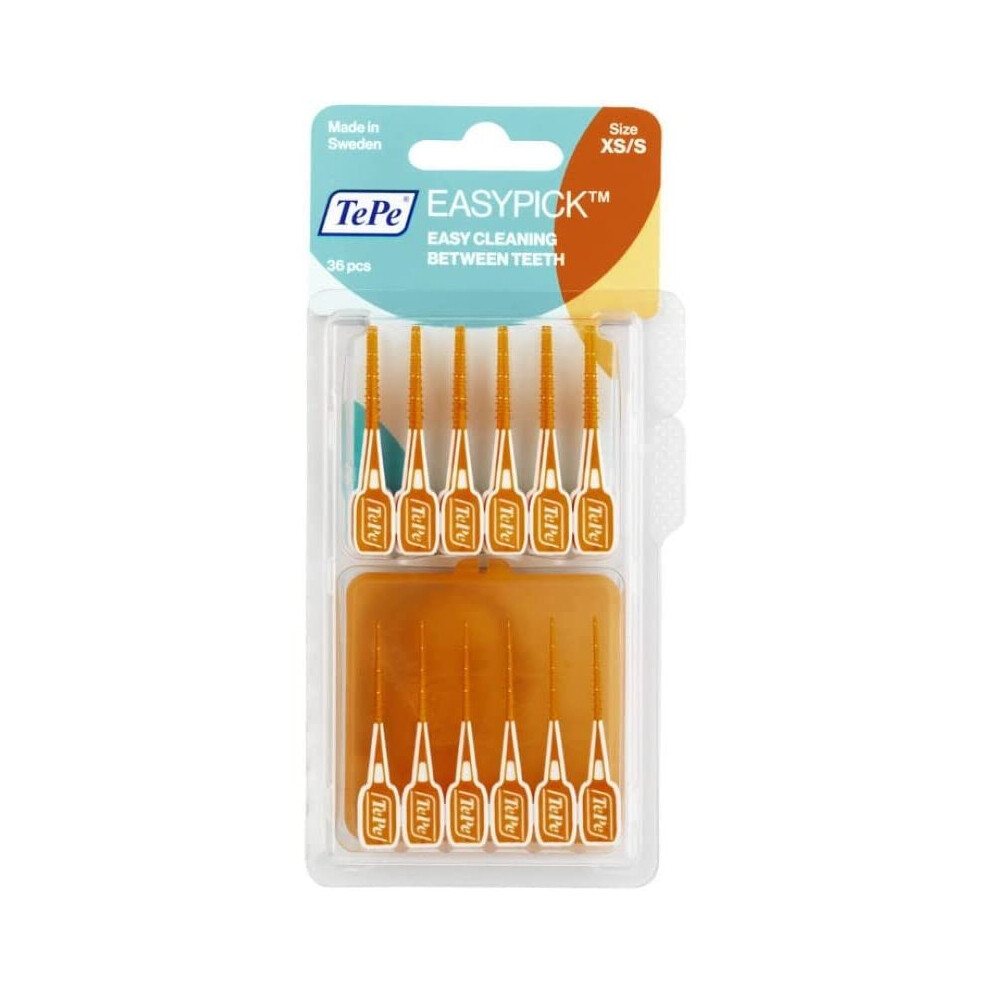 TEPE Easypick Dental Picks, Size Xs/S, orange, Pacl of 36