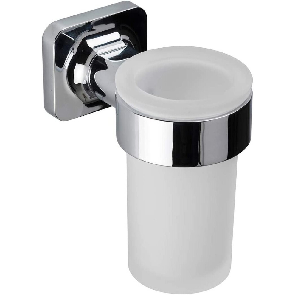 Croydex Flexi-Fix Easy to Fit Shoreditch Tumbler and Holder with Zinc Alloy Construction, Chrome