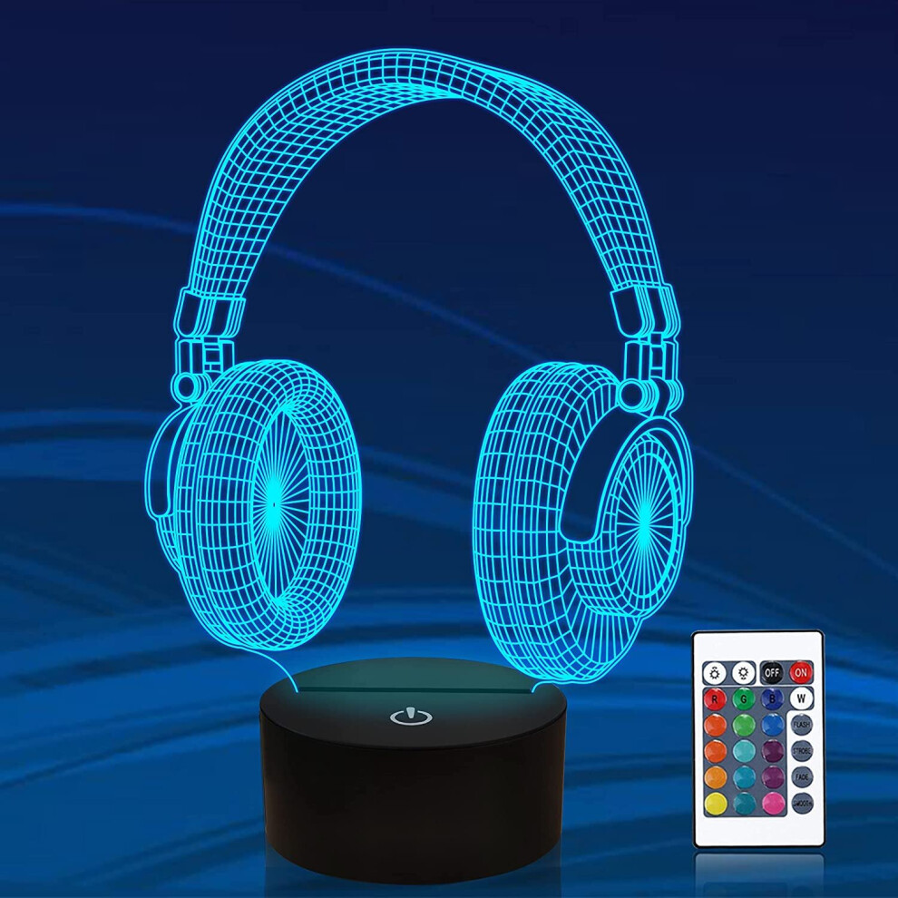 Photos - Floodlight / Street Light Headset Kids 3D Night Light, Attivolife Creative Headphone Illusion Hologram Lamp, 16 Color Changing with Timer & Remote Con