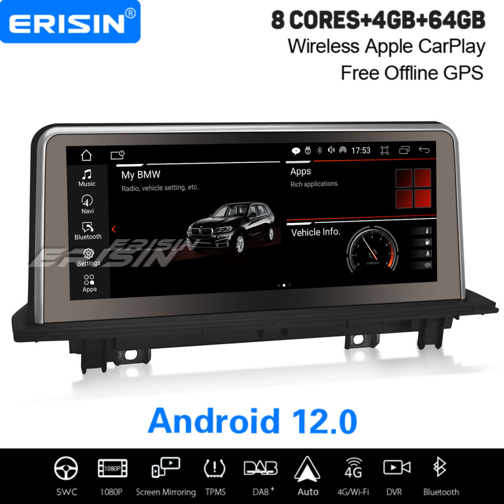 10.25" Ips Android 12.0 Dab+ Sat Nav Carplay Wifi 4G Car Stereo For Bmw F48 X1 Nbt 64Gb Rom 737655208979