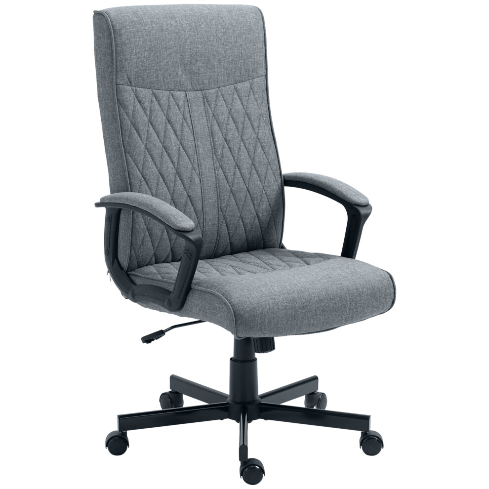 Vinsetto High-Back Office Chair 921-605V70CG | Adjustable Height, 360 Swivel, Linen-Feel Fabric, 120kg-image-OPC-P9ZXP2M-NEW