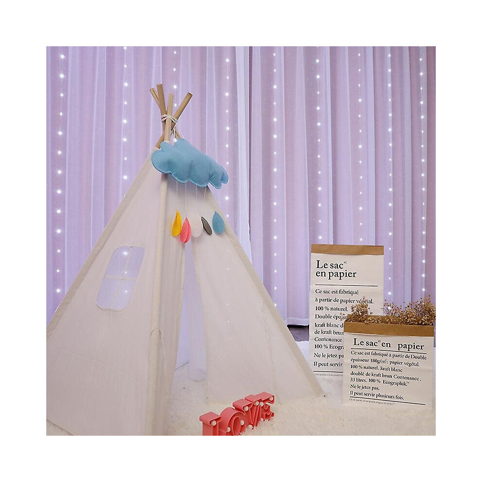 (White, 3m x 2m 200LED) Fairy String Lights Waterproof Led Curtain Garland Hanging Lamp For Christmas Party