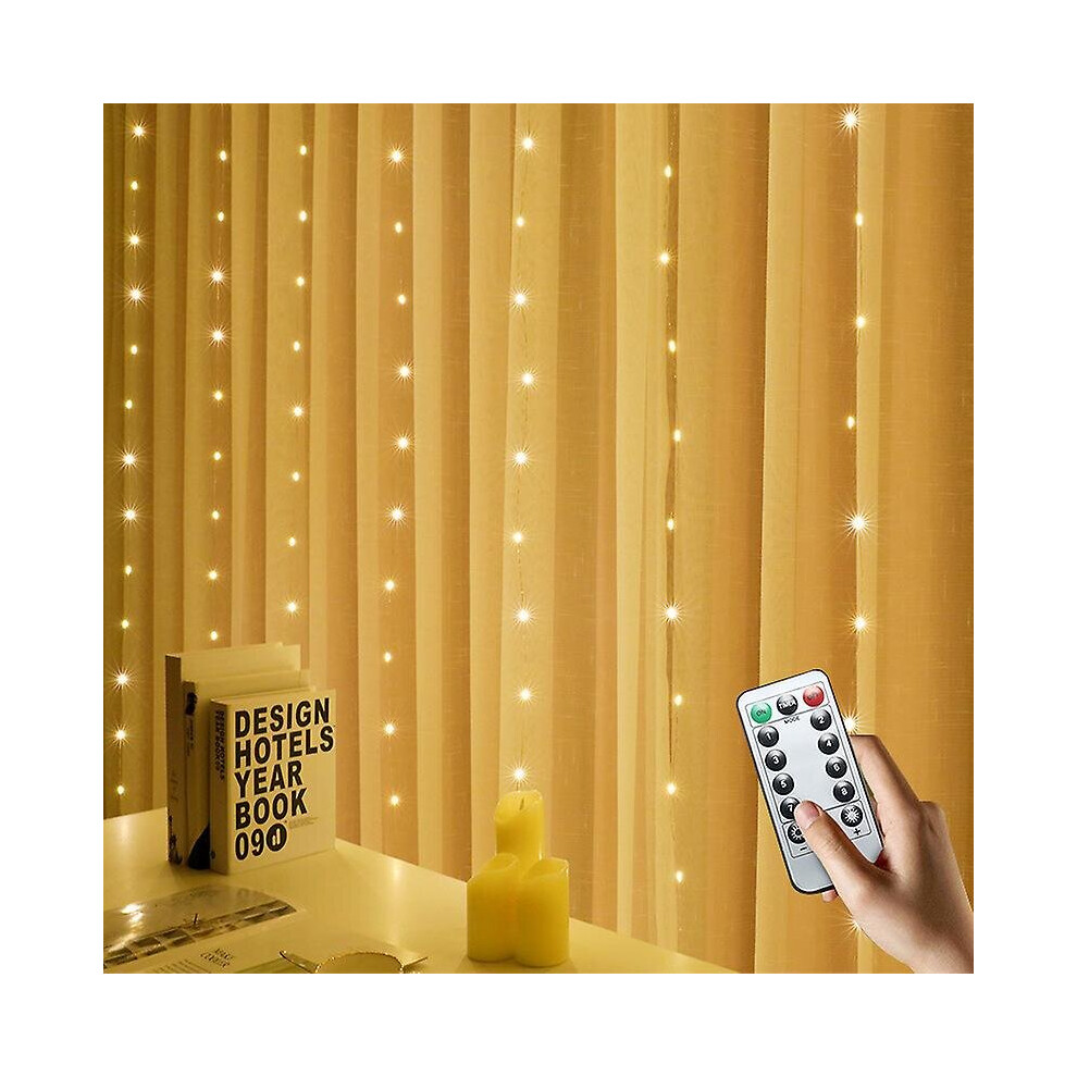 (Warm White, 3m x 1m 100LED) Fairy String Lights Waterproof Led Curtain Garland Hanging Lamp For Christmas Party