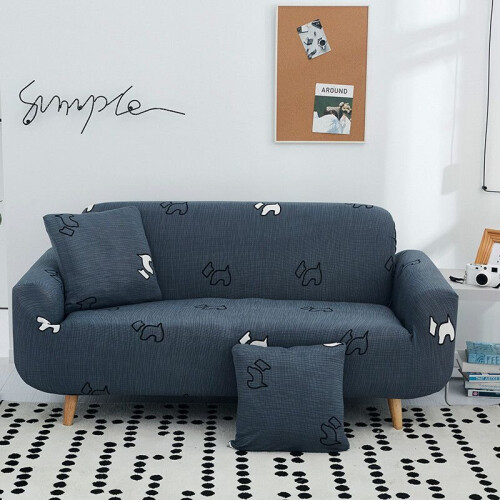 (Dog, 1pcs 45*45cm Pillowcover) Pattern Geometric Flower Slipcover 1234 Seater Sofa Protective Antislip Cover