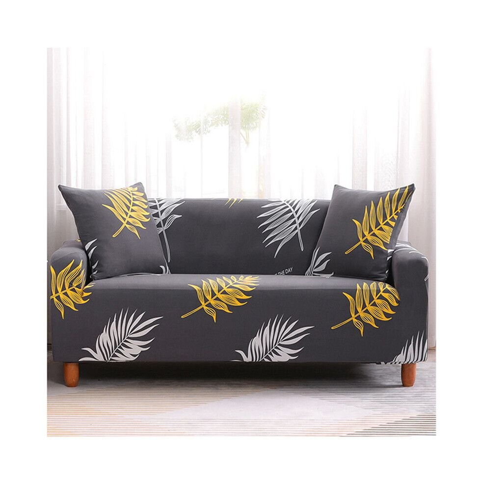 (Leaf, 1-Seater) Lazy Printed Bohemian Stretch Sofa Cover For Living Room Elastic Slipcovers