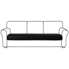 (Black-3 seater, 3 seater: 59-67inch * 20-27.5inch) Pu Elastic Leather Sofa Cushion Slipcovers Waterproof Couch Cover Seat Protector