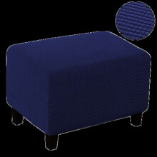 (NavyBlue, L) Cover Rectangle Ottoman Slipcover Stool Footrest Footstool Protector Non Skid