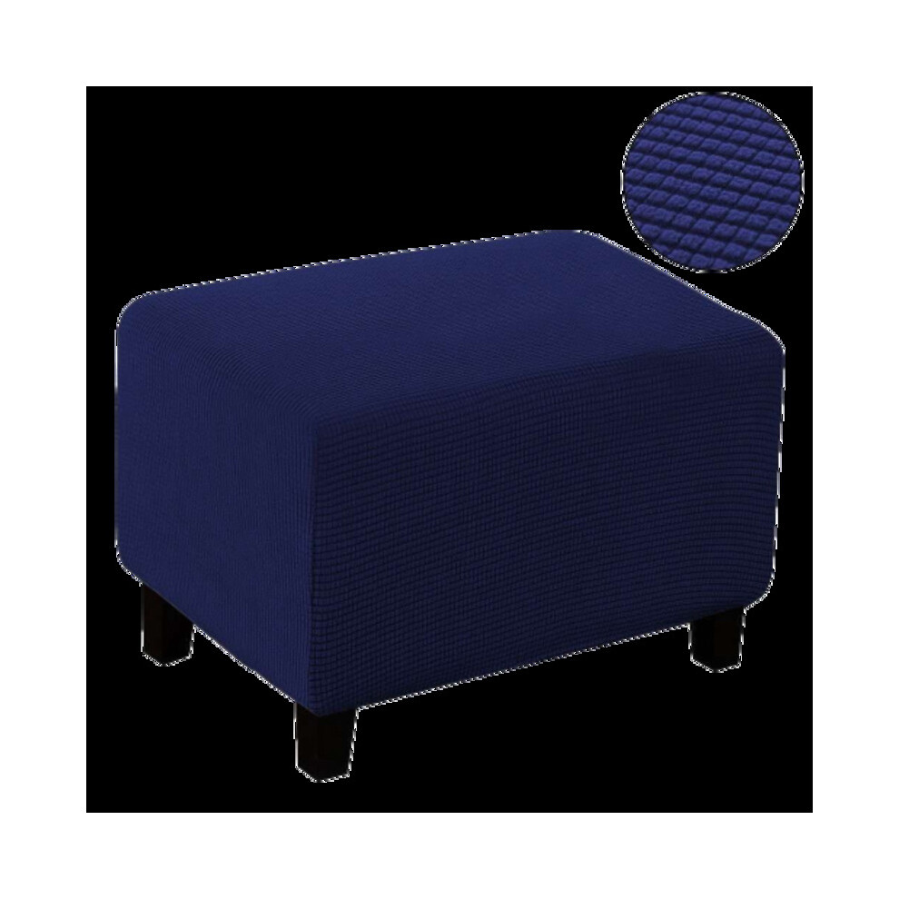 (NavyBlue, L) Cover Rectangle Ottoman Slipcover Stool Footrest Footstool Protector Non Skid