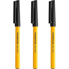 Staedtler Fine 0.3mm 430 Stick Ballpoint Pens Writing Pen Smooth - Black Ink - Pack Of 3