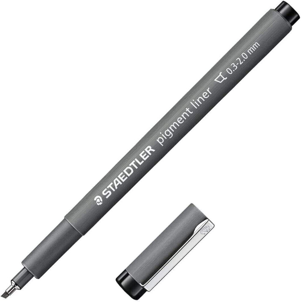 Staedtler 308 C20-9 Pigment Liner Fineliner Pen - Chisel Nib - 0.3-2.0Mm - Black Ink - Single