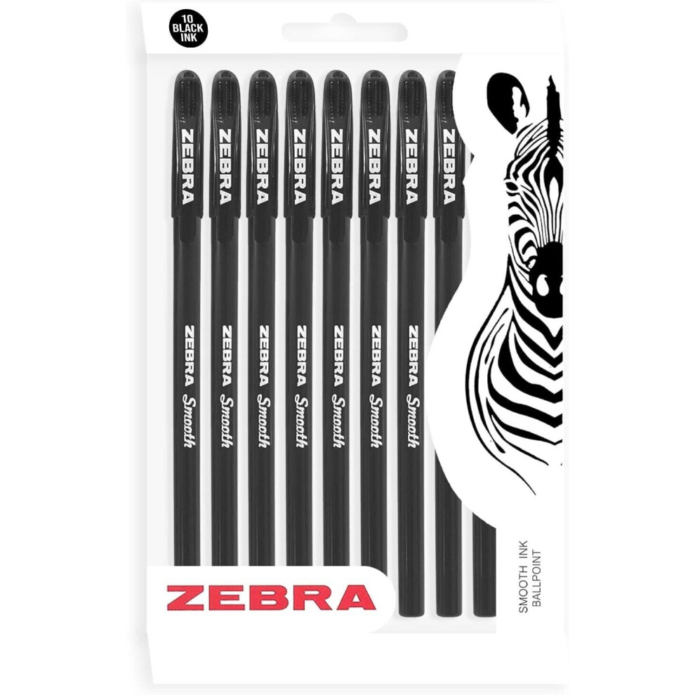 Zebra Doodler'z Smooth Ink Ballpoint Pens - 1.0mm - Black Ink - Pack of 10