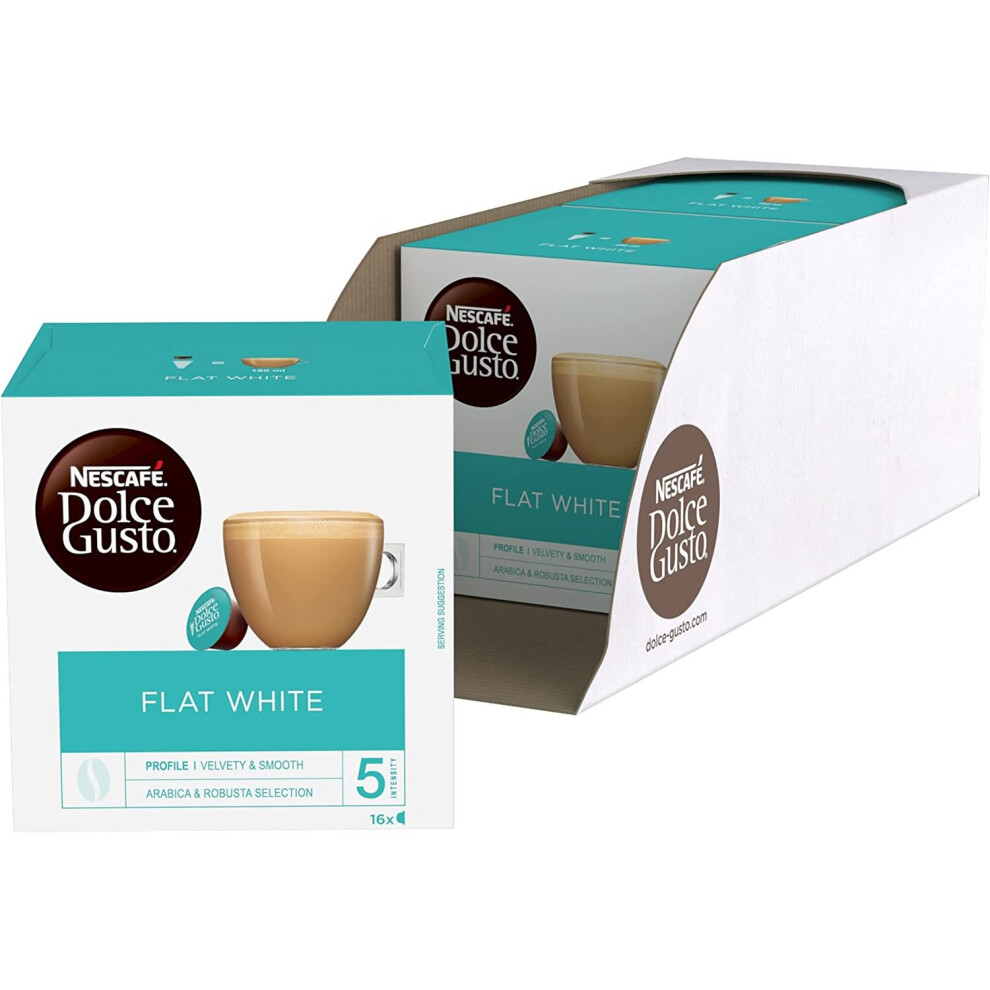 Nescafe Dolce Gusto Flat White Coffee Pods,16 Count (Pack of 3)