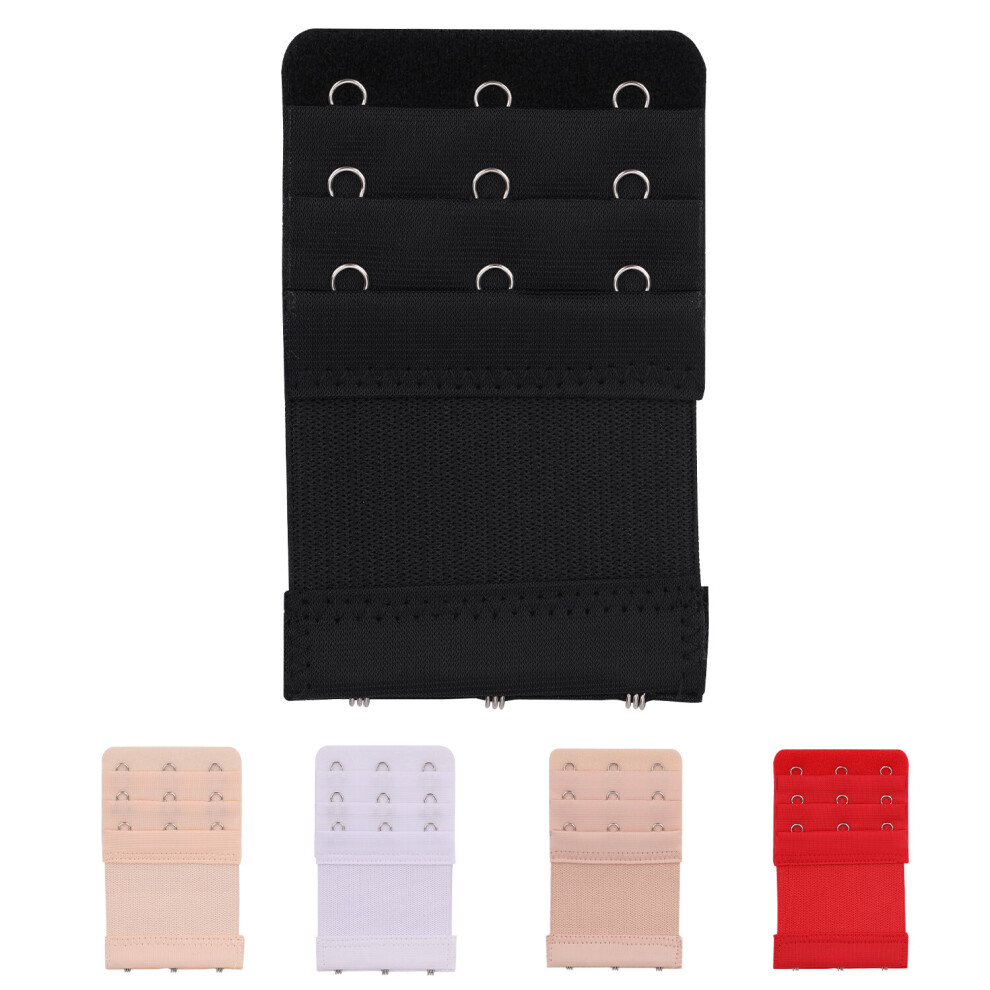 (Black, 3 x 3 Hook) Bra Extender, Soft & Comfortable Women Bra Strap Extenders Extensions, 1pc Elastic Extender, Women's Bra Extender