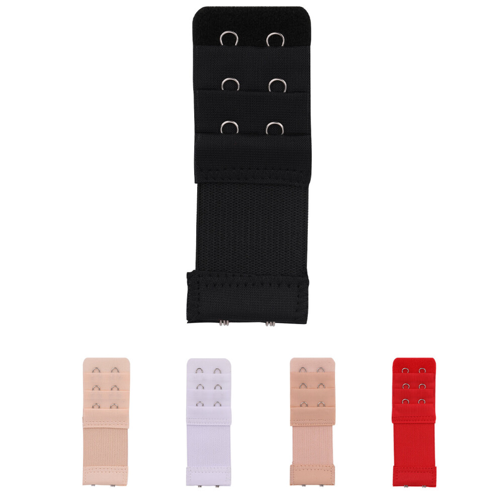 (Black, 3 x 2 Hook) Bra Extender, Soft & Comfortable Women Bra Strap Extenders Extensions, 1pc Elastic Extender, Women's Bra Extender