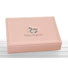 Faux Leather Baby`s Keepsakes Box - Pink