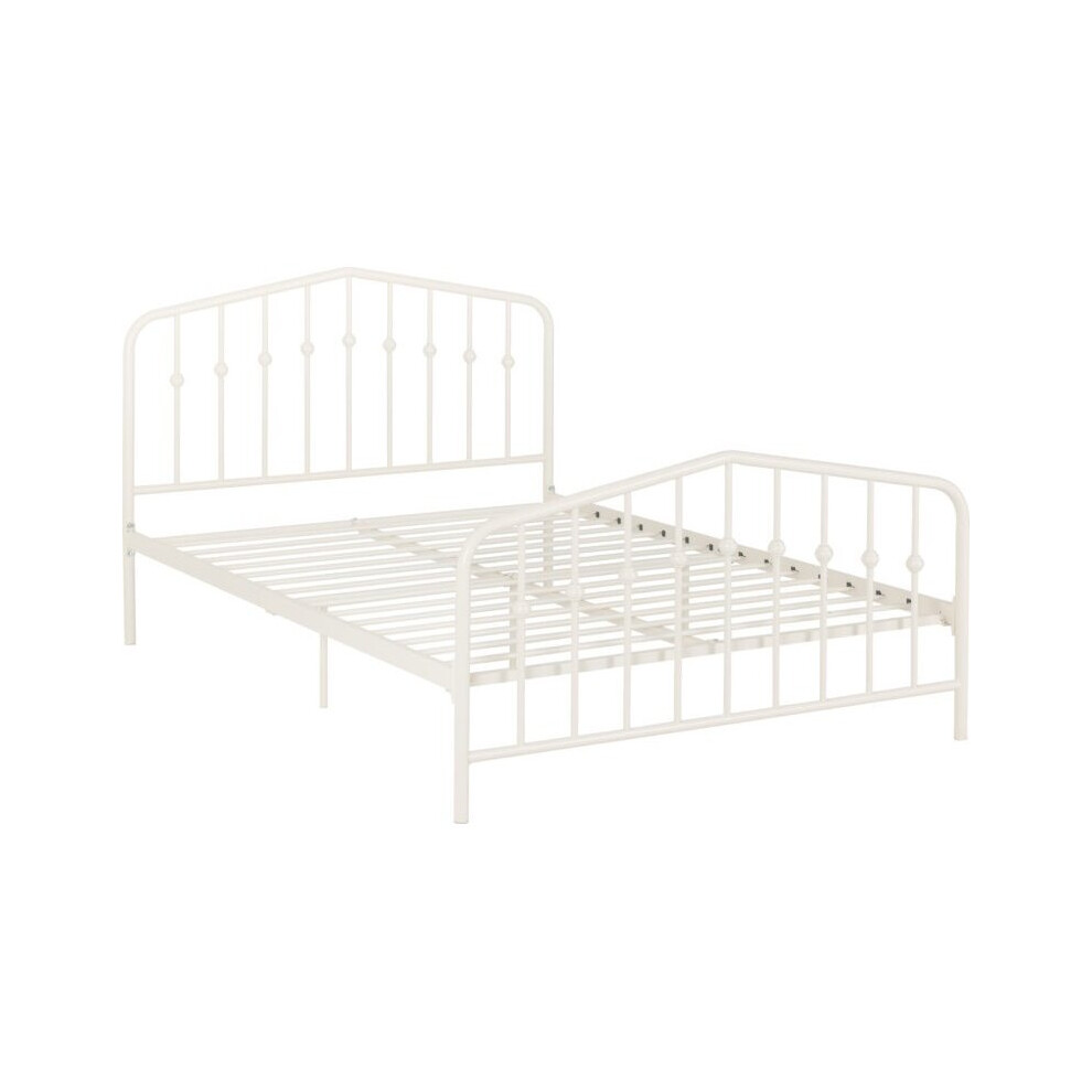 York 5FT Kingsize 150CM White Metal Bed Frame Only - Without Matress