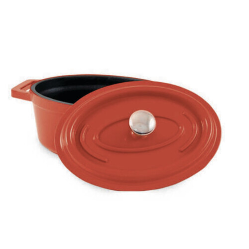 Grunwerg Commichef Cast Aluminium Oval Mini Cocotte with Lid Red 11.5cm