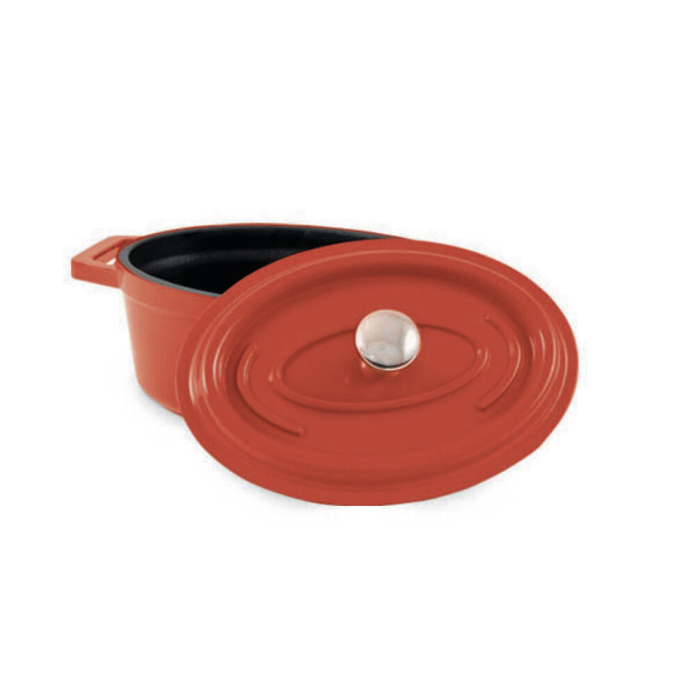 Commichef Cast Aluminium Oval Mini Cocotte with Lid Red 11.5cm