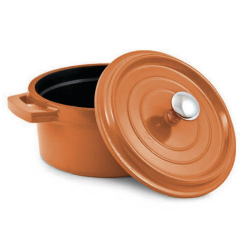Grunwerg Commichef Cast Aluminium Round Mini Cocotte with Lid Orange 9.5cm