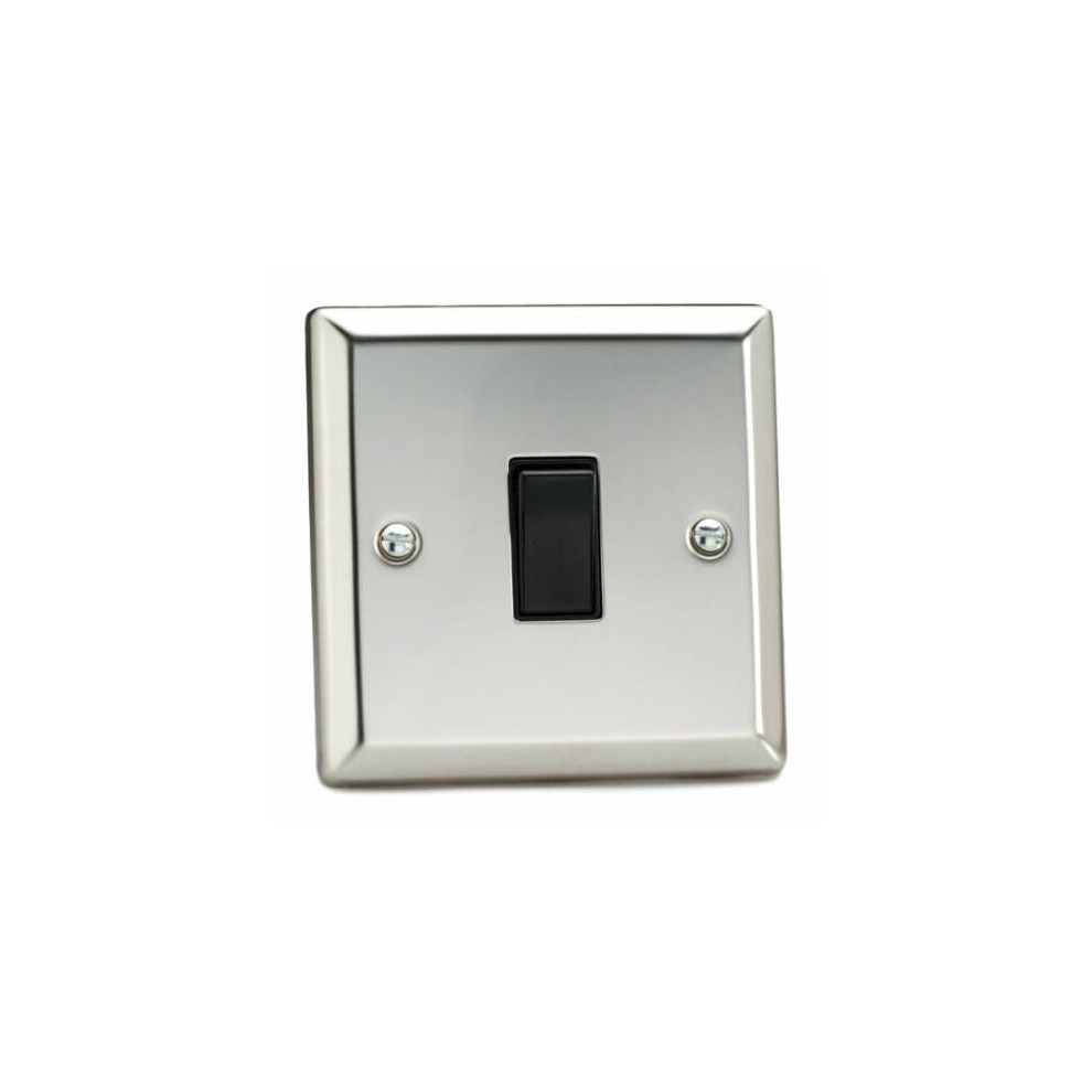 Varilight Xc20b Double Pole Switch 20 Amp Mirror Chrome Black Insert 5021575720150