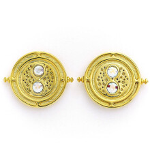 HP Silver Gold Time Turner Stud Earrings w/ Swarovski