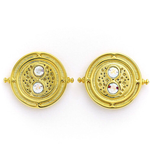 HP Silver Gold Time Turner Stud Earrings w/ Swarovski