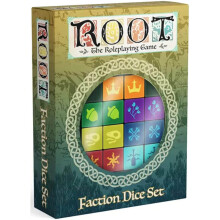Faction Dice Set - Root: Rollspel, 14 tärningar med 7 Skogsfraktioner, Engraverade, Färgglada, Bordstillbehör