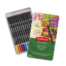 Scatola di metallo con 12 matite colorate Academy Derwent