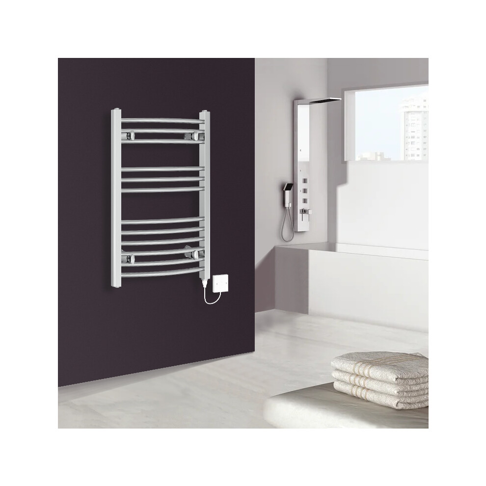 (750x495mm - Curved bars, Chrome) WarmeHaus Electric Heated Warming Towel Rail Bathroom Radiator