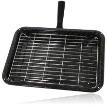 UNIVERSAL Small Enamel Grill Pan with Rack & Detachable Handle for Oven Cooker - Premium, Scratch-Resistant