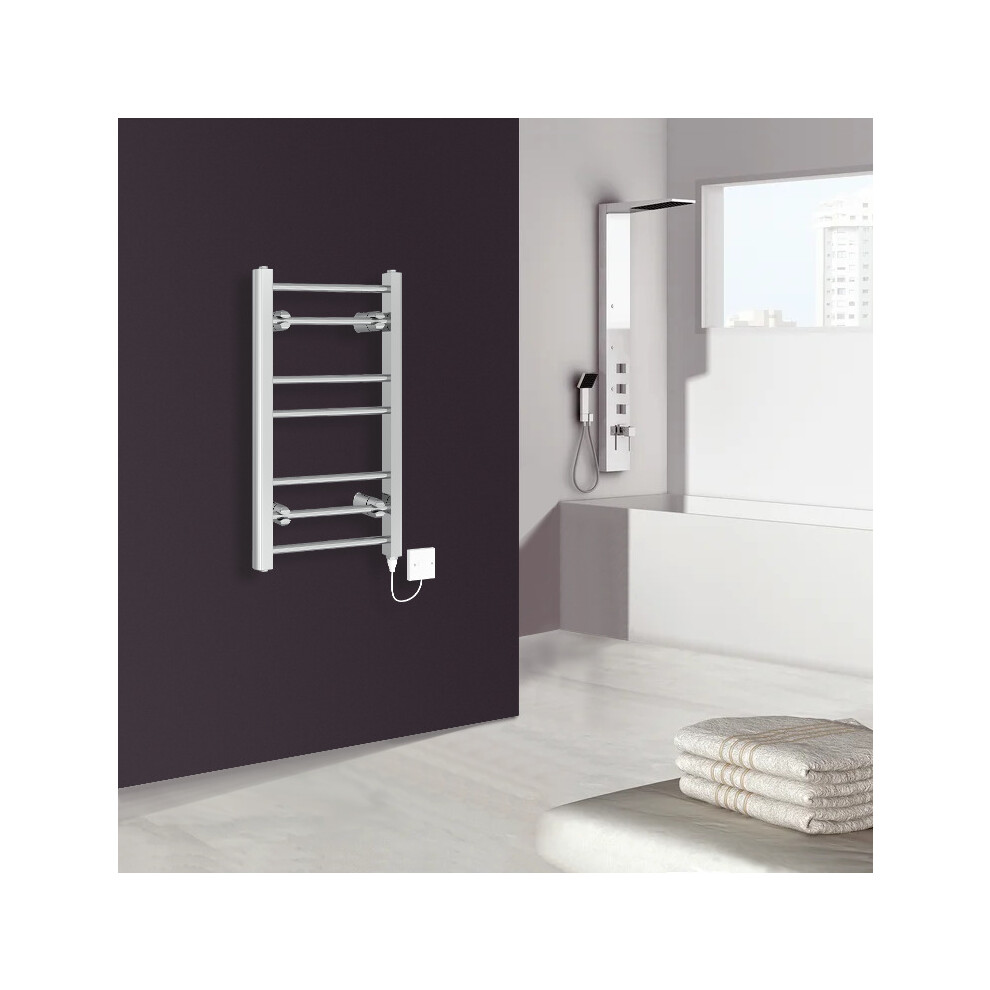 (700x400mm - Straight bars, Chrome) WarmeHaus Electric Heated Warming Towel Rail Bathroom Radiator