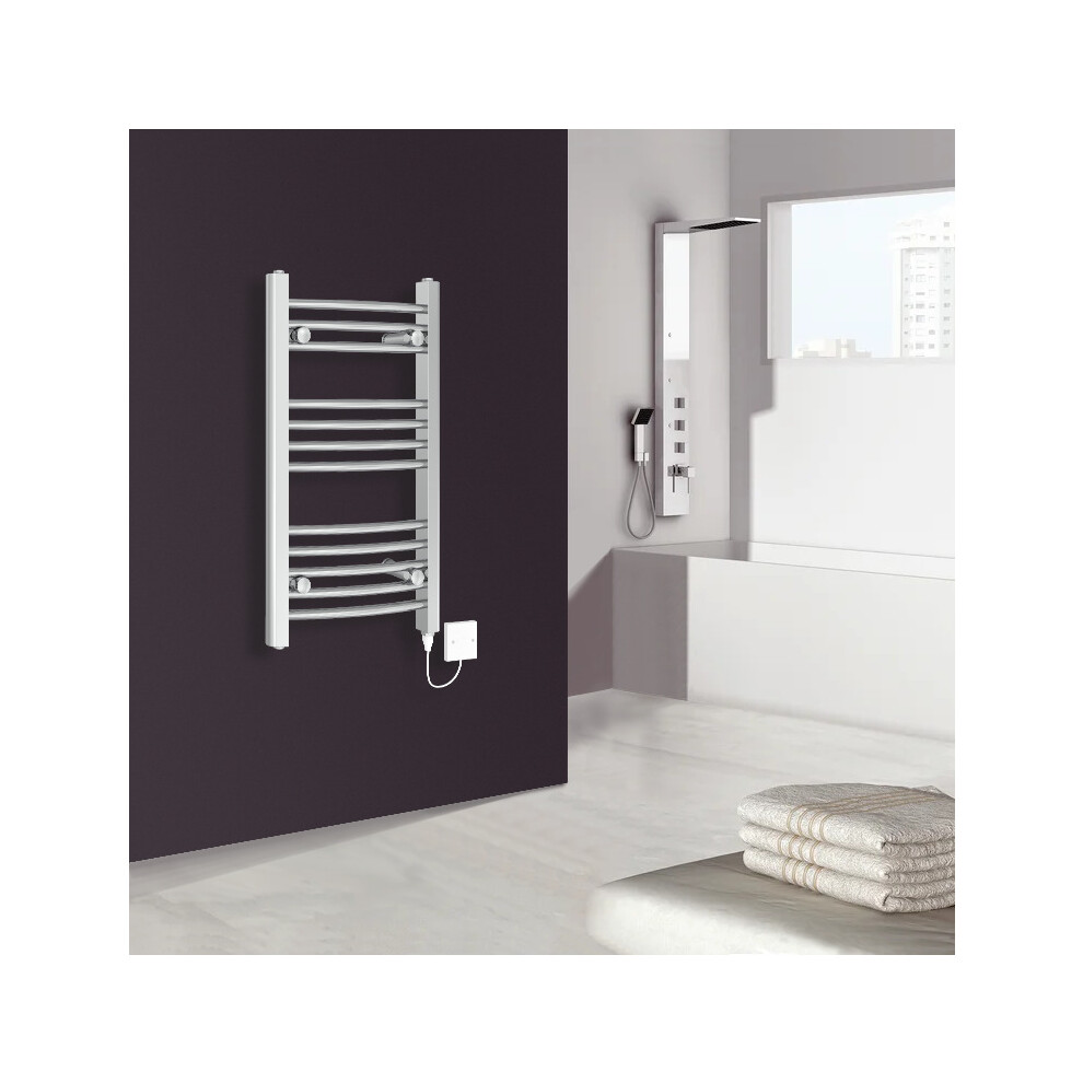 (700x400mm - Curved bars, Chrome) WarmeHaus Electric Heated Warming Towel Rail Bathroom Radiator