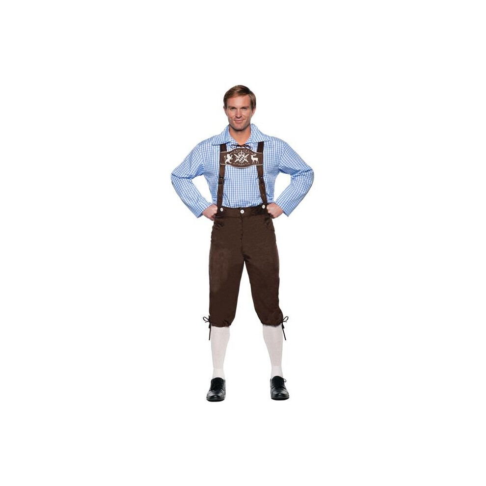 Photos - Fancy Dress Underwraps UR30553 Men Deluxe Lederhosen Brown Adult Costume, Standard Brown UR30553