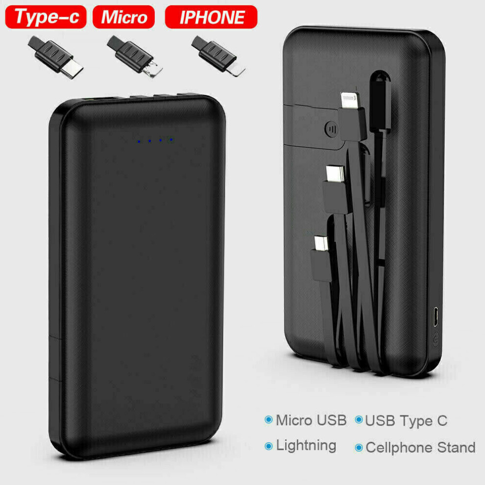 30000mAh Power Bank, Mobile Phone Charging Battery Pack 3 in 1 Cable