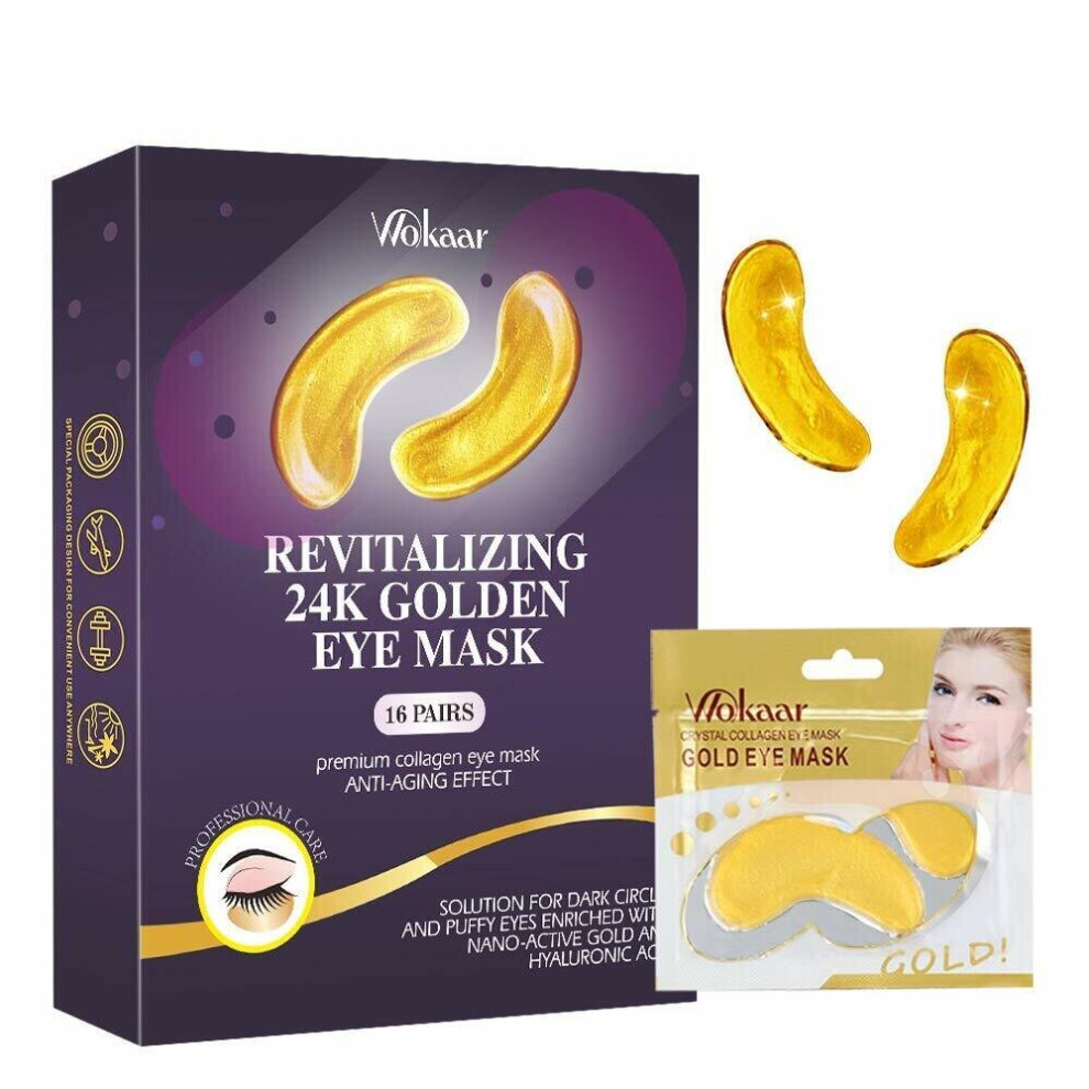 Sesamegate Gold 24K Eye Mask, Under Eye Treatment, Under Eye Patches (16 Pairs)