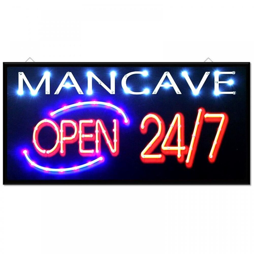 Led Bar Sign Mancave Open 247 Pub Club Window Home Shop Display