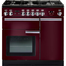 Rangemaster PROP90DFFCY/C Professional Plus Cranberry with Chrome Trim 90cm Dual Fuel Range Cooker - Red - A Rated - 91640